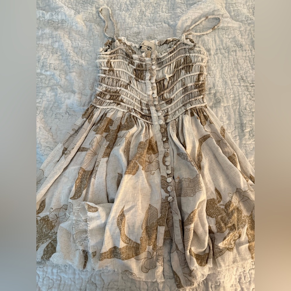 Halara Floral Dress in Cream and Brown
